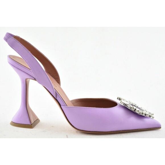 Amina Muaddi 95 Begum Slingback Unicorn Purple Crystal Sandal Heel Pump 36.5 - Picture 2 of 9
